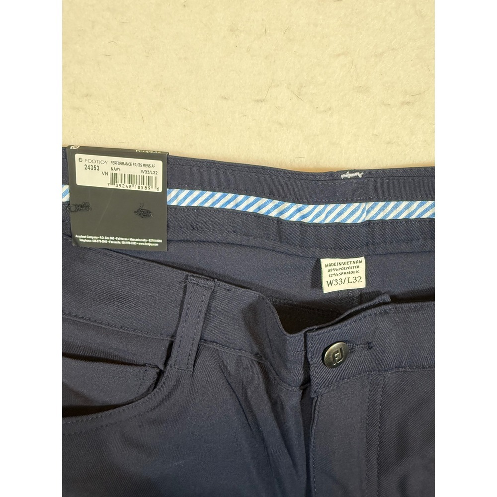 FootJoy Performance Pants Mens Navy Blue Slimmer Fit Golf Trousers W33 L32 - Picture 3 of 3